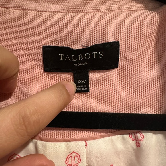 Talbots Plus Size Pink Cotton Blazer Jacket with Gold Buttons Size 18W - Picture 2 of 9